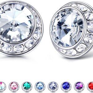 Brand New Rhinestone Dance Competition Earrings - 15mm Halo Crystal Studs in Cle